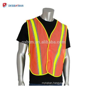 Full Fluorescent Orange 100% Polyester Mesh High Visibility Safety Vest Reflective Waistcoat For Biking Runnning Joggers